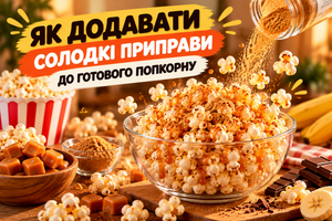 Як додавати солодкі приправи до готового попкорну фото
